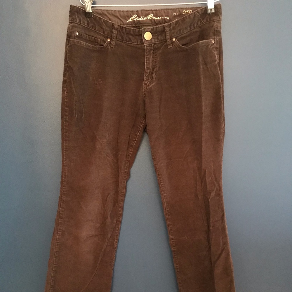 Eddie Bauer dark grey corduroy curvy bootcut